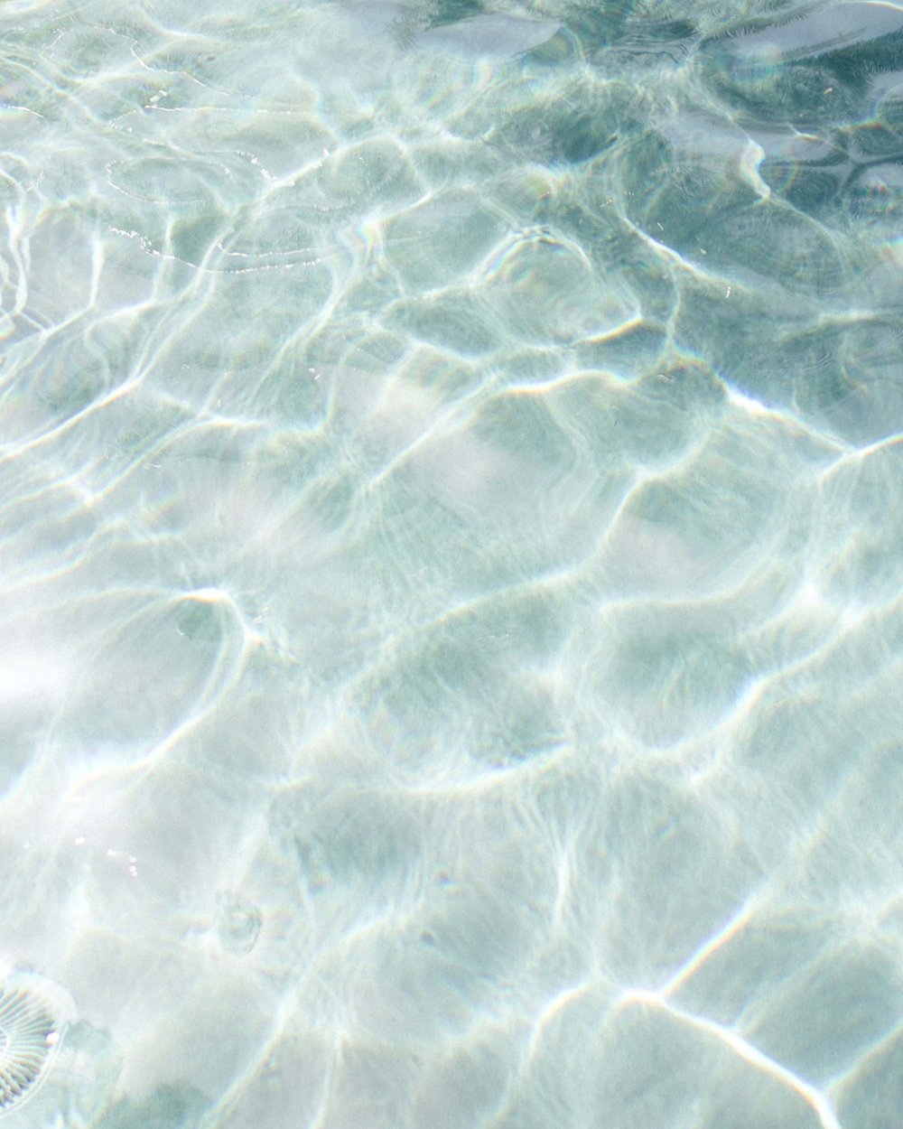Clear shimmering water with light reflections on the surface